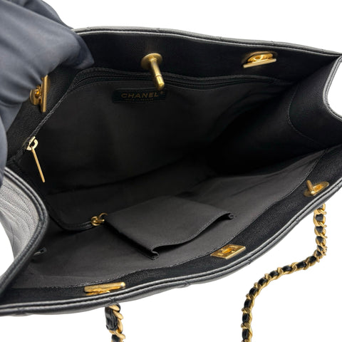【中古】 CHANEL シャネル CHAINTOTEBAG チェーントートバッグ トートバッグ 31番台(2021年) ブラック キャビアスキン 中古 USED バッグ