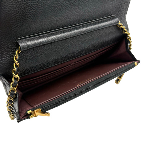 【中古】 CHANEL シャネル CHAINWALLET チェーンウォレット チェーンウォレット ランダム番(2021年~) ブラック キャビアスキン 中古 USED バッグ