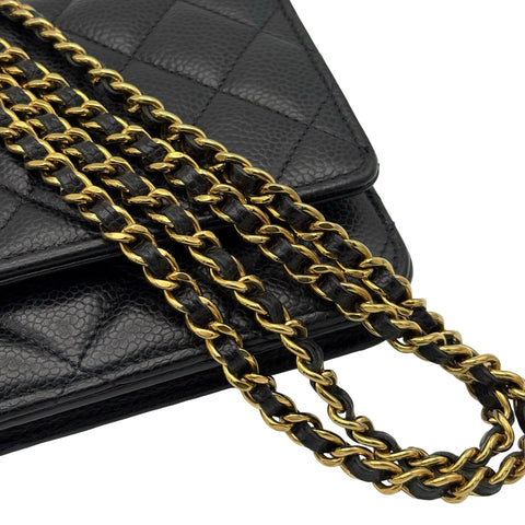 【中古】 CHANEL シャネル CHAINWALLET チェーンウォレット チェーンウォレット ランダム番(2021年~) ブラック キャビアスキン 中古 USED バッグ