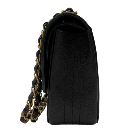 【中古】 CHANEL シャネル DOUBLE FLAP CHAIN SHOULDER BAG ダブルフラップチェーンショルダーバッグ ショルダーバッグ 23番台(2016年) ブラック キャビアスキン 中古 USED バッグ