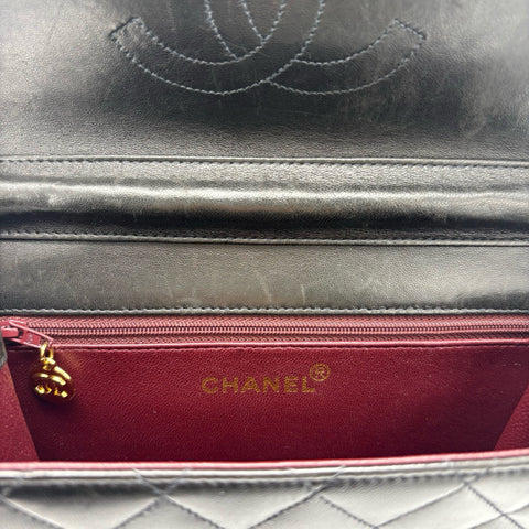 【中古】 CHANEL シャネル PUSHLOCKSHOULDERBAG プッシュロック ショルダーバッグ 5番台(1999‐2000年) ブラック ラムスキン 中古 USED バッグ