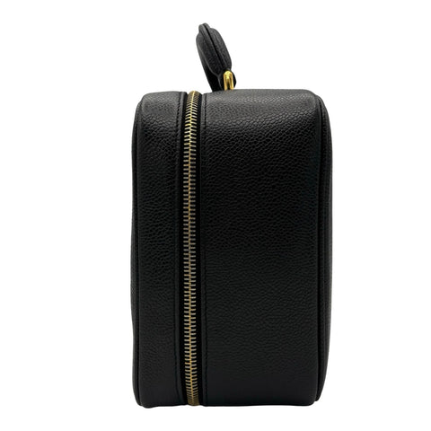 【中古】 CHANEL シャネル 2WAY VANITY BAG デカココ2WAYバニティバッグ ショルダーバッグ メイクポーチ 4番台(1996~1998年) ブラック キャビアスキン 中古 USED バッグ