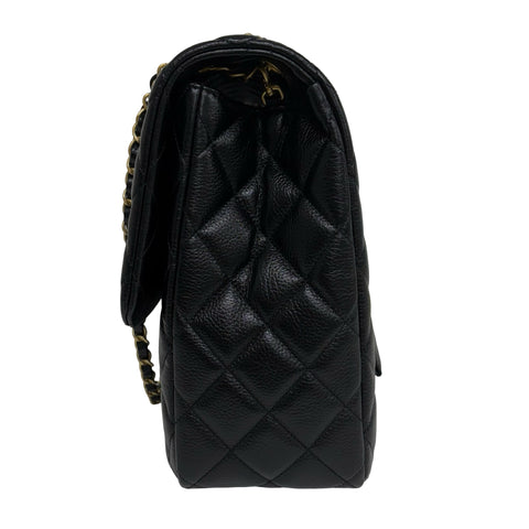 【美品】 CHANEL シャネル MATELASSE CHAIN SHOULDER BAG マトラッセチェーンショルダー40 ショルダーバッグ ICチップ(2021年∼) ブラック キャビアスキン 中古 USED バッグ