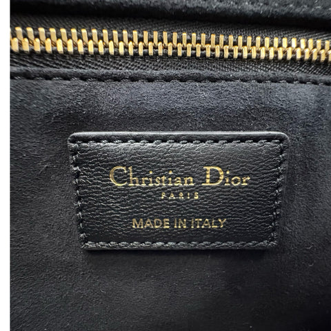 【美品】 Christian Dior クリスチャン ディオール LADY DIOR SMALL レディーディオールスモール ハンドバッグ 88MA★0274(2024年) ブラック ラムスキン 中古 USED バッグ