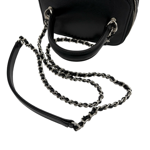 【美品】 CHANEL シャネル 2WAY VANITYBAG バニティバッグ ショルダーバッグ 29番台(2020年) ブラック×ベージュ ラタン×カーフスキン 中古 USED バッグ