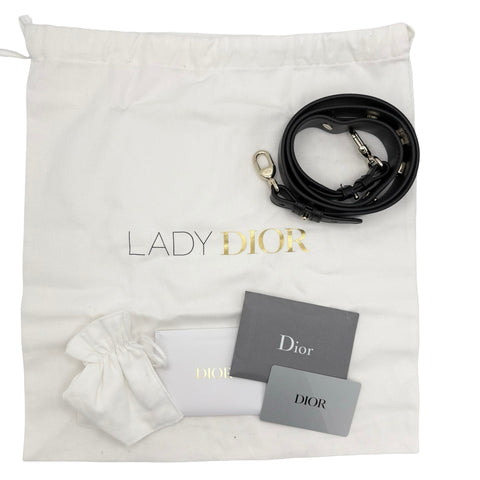 【美品】 Christian Dior クリスチャン ディオール LADY DIOR SMALL レディーディオールスモール ハンドバッグ 88MA★0274(2024年) ブラック ラムスキン 中古 USED バッグ