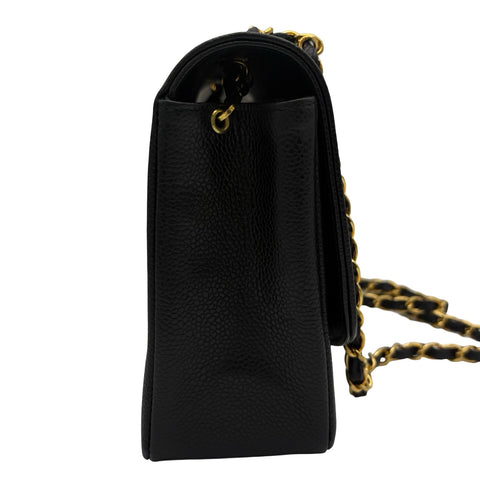 【中古】 CHANEL シャネル MATELASSE DIANA FLAP CHAIN SHOULDER BAG マトラッセダイアナフラップチェーンショルダーバッグ 3番台(1995年) ブラック キャビアスキン 中古 USED バッグ