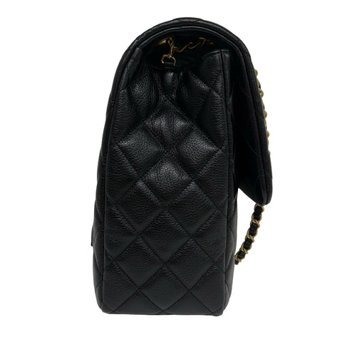 【美品】 CHANEL シャネル MATELASSE CHAIN SHOULDER BAG マトラッセチェーンショルダー40 ショルダーバッグ ICチップ(2021年∼) ブラック キャビアスキン 中古 USED バッグ
