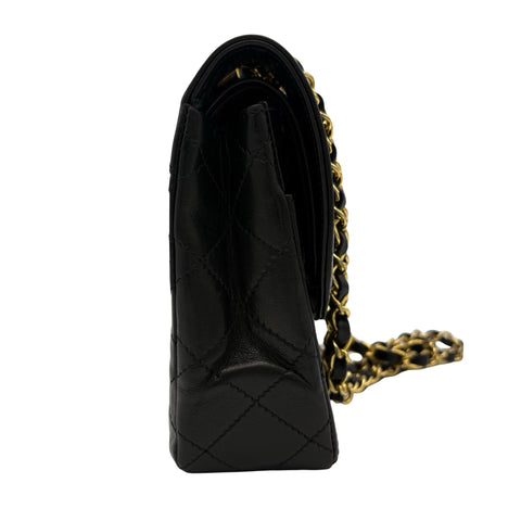 【中古】CHANEL シャネル MATELASSE DOUBLE FLAG SHOULDER BAG マトラッセダブルフラップチェーン ショルダーバッグ 2番台(1993~1994年) ヴィンテージ ブラック ラムスキン 中古 USED バッグ
