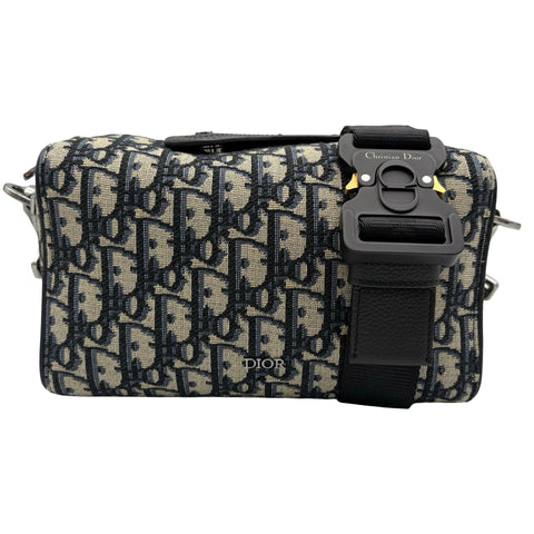 【入荷情報】 Christian Dior クリスチャン ディオール OBLIQUE LINGOT 22 オブリーク ランゴ 22 ショルダーバッグ ネイビー キャンバス/レザー 美品 USED メンズ バッグ