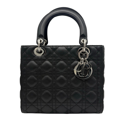 【入荷情報】Christian Dior クリスチャン ディオール レディディオール ミディアム ハンドバッグ ブラック ラムスキン 中古