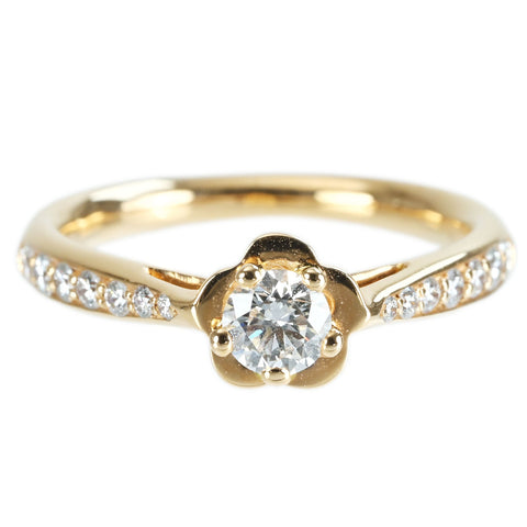【中古】CHANEL シャネル K18PG DIAMOND カメリア コレクション エンゲージメントリング RING 0.26ct F VVS1 3EX NONE J10834 3.3g #49 GIAミニ鑑定書 指輪