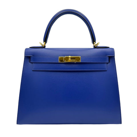 [Good Condition] Hermès Kelly 28 Blue Electric Blue Tadelakt Gold Hardware D Engraved (2019) Brand Bag Handbag Shoulder Bag Used Women's (HERMES, KELLY28, Blue electric, Tadelakt, gold, handbag, shoulderbag, used)