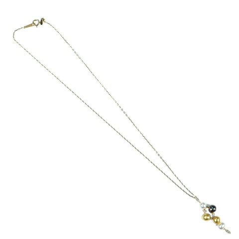 [Pre-owned] K18YG SOUTH SEA PEARL (Black, Golden, White) Pendant Necklace P6-6.9mm D0.12ct 4.6g 45cm