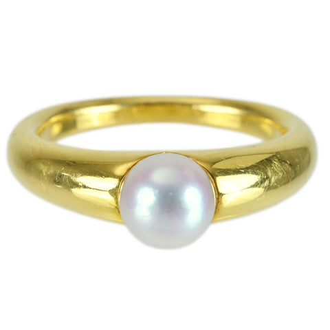 【中古】MIKIMOTO ミキモト K18YG AKOYA PEARL RING アコヤパールリング P6.2mm 7.0g USED #11