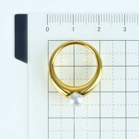 【中古】MIKIMOTO ミキモト K18YG AKOYA PEARL RING アコヤパールリング P6.2mm 7.0g USED #11
