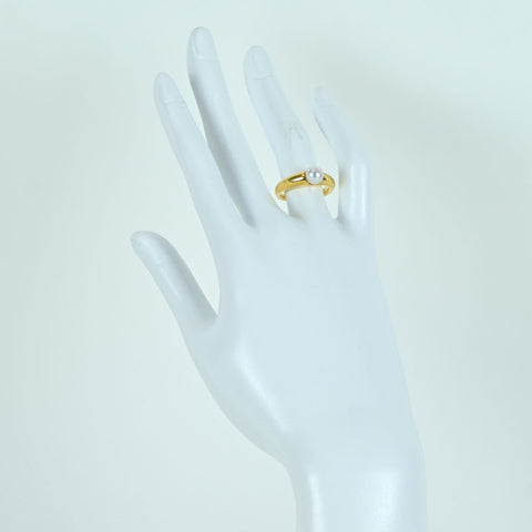 【中古】MIKIMOTO ミキモト K18YG AKOYA PEARL RING アコヤパールリング P6.2mm 7.0g USED #11