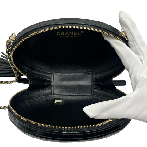 【中古】CHANEL シャネル LA PAUSA VILLA BAG ラパウザ レザー チェーンショルダー  ブラック レザー 中古 BLACK LEATHER USED バッグ