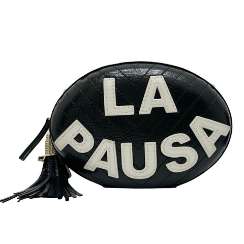 【中古】CHANEL シャネル LA PAUSA VILLA BAG ラパウザ レザー チェーンショルダー  ブラック レザー 中古 BLACK LEATHER USED バッグ