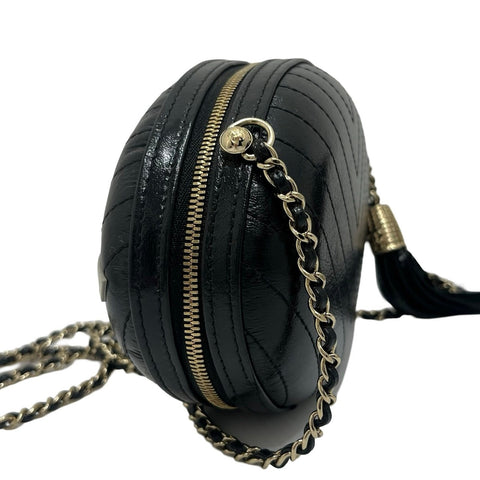 【中古】CHANEL シャネル LA PAUSA VILLA BAG ラパウザ レザー チェーンショルダー  ブラック レザー 中古 BLACK LEATHER USED バッグ