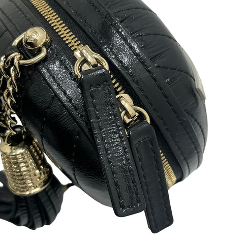 【中古】CHANEL シャネル LA PAUSA VILLA BAG ラパウザ レザー チェーンショルダー  ブラック レザー 中古 BLACK LEATHER USED バッグ