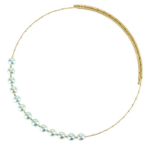 【中古】K18YG NATURAL BLUE AKOYA PEARL 天然ブルーアコヤパールマグネットネックレス8.1-8.4mm