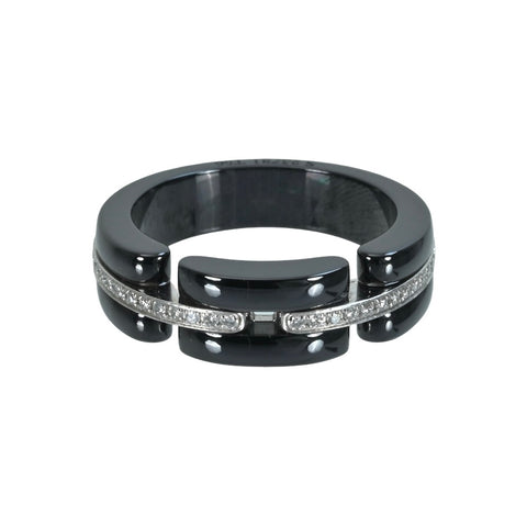 【中古】CHANELシャネル K18WG/ブラックセラミック ウルトラ ダイヤモンドリング 6.6g  #15 指輪