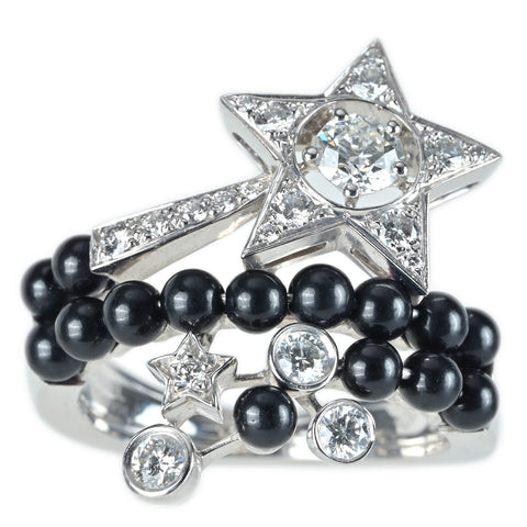 【中古】CHANEL シャネル comet collection  コメットコレクション K18WG ダイヤモンド ブラックスピネルリング 9.1g #14