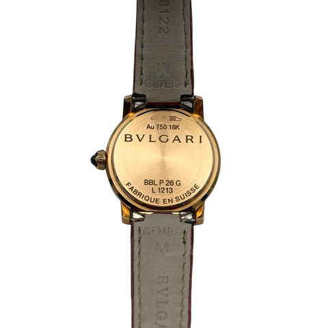 【中古】BVLGARI ブルガリ K18 ブルガリブルガリ BBLP26G  革 QZ レディース 腕時計