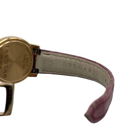 【中古】BVLGARI ブルガリ K18 ブルガリブルガリ BBLP26G  革 QZ レディース 腕時計