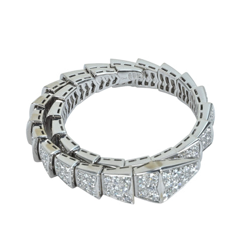 【中古】BVLGARI ブルガリ K18WG セルペンティ ヴァイパー ダイヤモンドブレスレット 保証書 67g