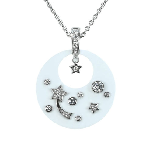 【中古】CHANEL シャネル K18WG/セラミック ダイヤモンド コメットスターネックレス BOX 11.3g  ONE PRICE