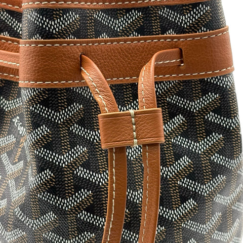 【中古】 GOYARD ゴヤール PETIT FLOT BAF プティ・フロ バケットバッグ ショルダーバッグ ブラック/ブラウン キャンバス カーフスキン 中古 USED バッグ