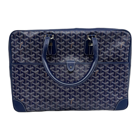 【中古】 GOYARD ゴヤール AMBASSADE BRIEF CASE アンバサードブリーフケース  ハンドバッグ ブルー キャンバス 中古 USED バッグ