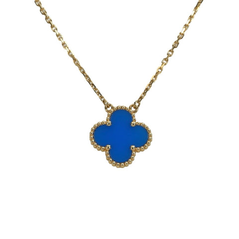 【未使用】Van Cleef＆Arpels ヴァンクリーフ＆アーペル K18YG VINTAGE ALHAMBRA  ヴィンテージアルハンブラ NECKLACE ブルーアゲートネックレス 5.3g