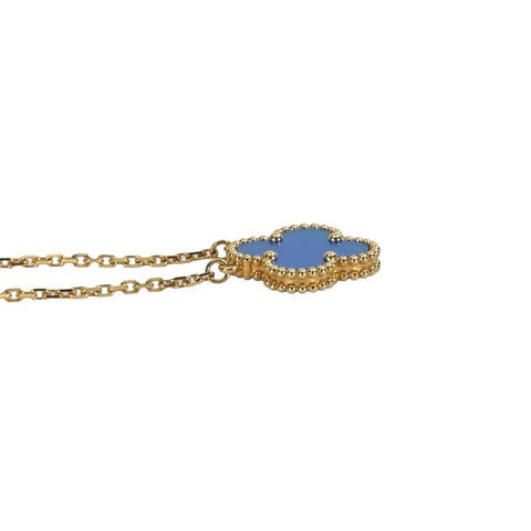 【未使用】Van Cleef＆Arpels ヴァンクリーフ＆アーペル K18YG VINTAGE ALHAMBRA  ヴィンテージアルハンブラ NECKLACE ブルーアゲートネックレス 5.3g