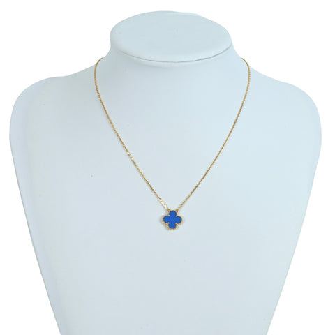 【未使用】Van Cleef＆Arpels ヴァンクリーフ＆アーペル K18YG VINTAGE ALHAMBRA  ヴィンテージアルハンブラ NECKLACE ブルーアゲートネックレス 5.3g