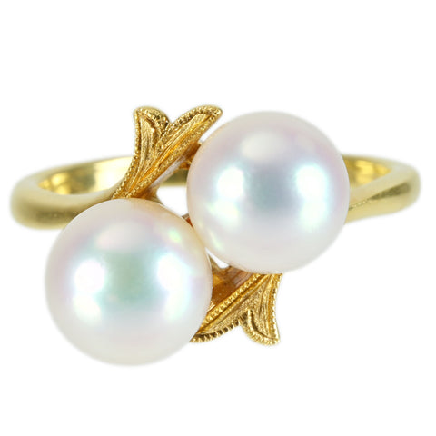 【中古】MIKIMOTO ミキモト K18YG AKOYA PEARLアコヤパールリング P7.2～7.4mm 3.8g #9