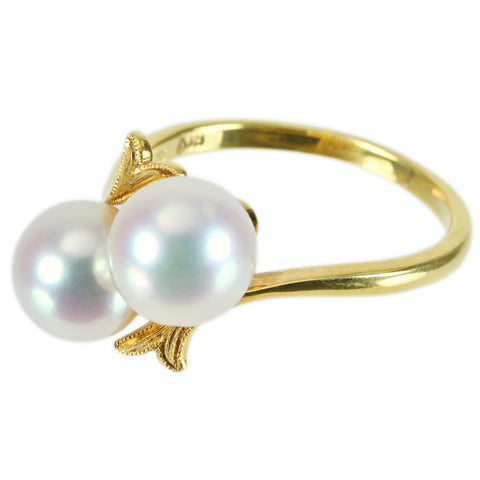 【中古】MIKIMOTO ミキモト K18YG AKOYA PEARLアコヤパールリング P7.2～7.4mm 3.8g #9