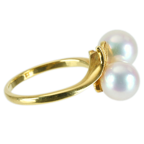 【中古】MIKIMOTO ミキモト K18YG AKOYA PEARLアコヤパールリング P7.2～7.4mm 3.8g #9
