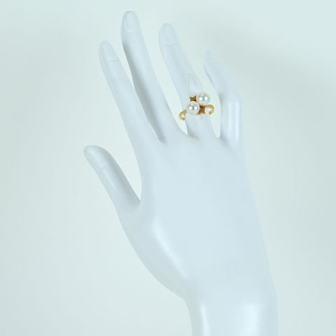 【中古】MIKIMOTO ミキモト K18YG AKOYA PEARLアコヤパールリング P7.2～7.4mm 3.8g #9