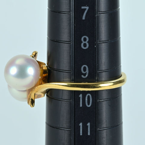 【中古】MIKIMOTO ミキモト K18YG AKOYA PEARLアコヤパールリング P7.2～7.4mm 3.8g #9
