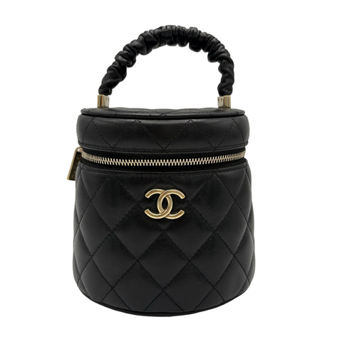 【中古】 CHANEL シャネル MINI VANITY TOP HANDLE BAG ミニバニティトップハンドルバッグ ショルダーバッグ 31番台(2022年) BLACK LAMBSKIN 中古 USED バッグ