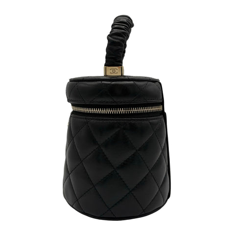 【中古】 CHANEL シャネル MINI VANITY TOP HANDLE BAG ミニバニティトップハンドルバッグ ショルダーバッグ 31番台(2022年) BLACK LAMBSKIN 中古 USED バッグ