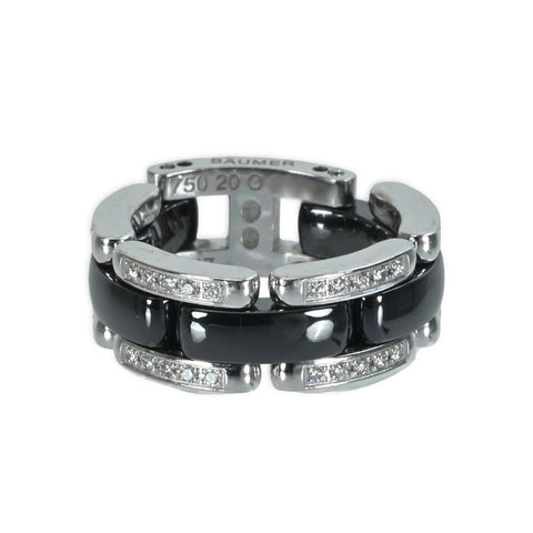 【中古】CHANEL シャネル K18WG/ブラックセラミック ウルトラ ダイヤモンド40p リング 指輪 8.7g