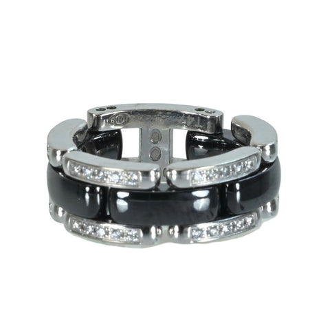 【中古】CHANEL シャネル K18WG/ブラックセラミック ウルトラ ダイヤモンド40p リング 指輪 8.7g