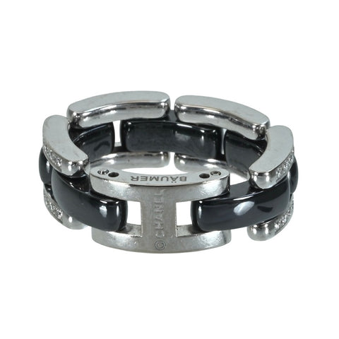 【中古】CHANEL シャネル K18WG/ブラックセラミック ウルトラ ダイヤモンド40p リング 指輪 8.7g