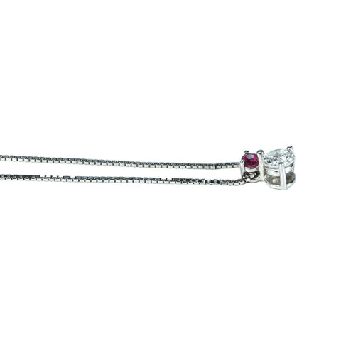 【中古】PT850/PT900 DIAMOND ＆ RUBY NECKLACE ダイヤモンド＆ルビーネックレス D0.28ct 2.6g 40cm