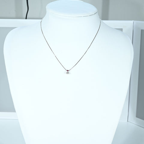 【中古】PT850/PT900 DIAMOND ＆ RUBY NECKLACE ダイヤモンド＆ルビーネックレス D0.28ct 2.6g 40cm