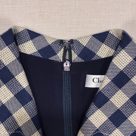 【中古】 Christian Dior クリスチャンディオール ONEPIECE チェック柄フレンチスリーブワンピース 34 USED 中古 CLOTHES 洋服